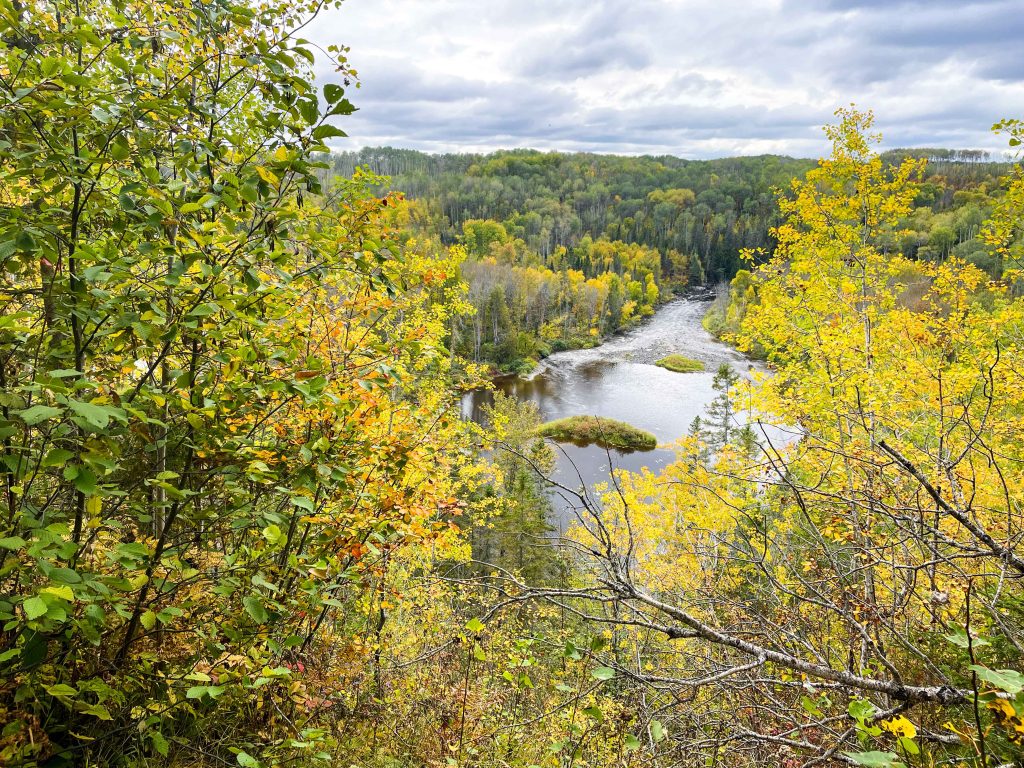 fall colours over river