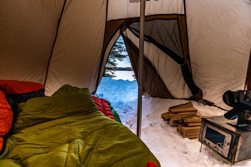 interior of hot tent